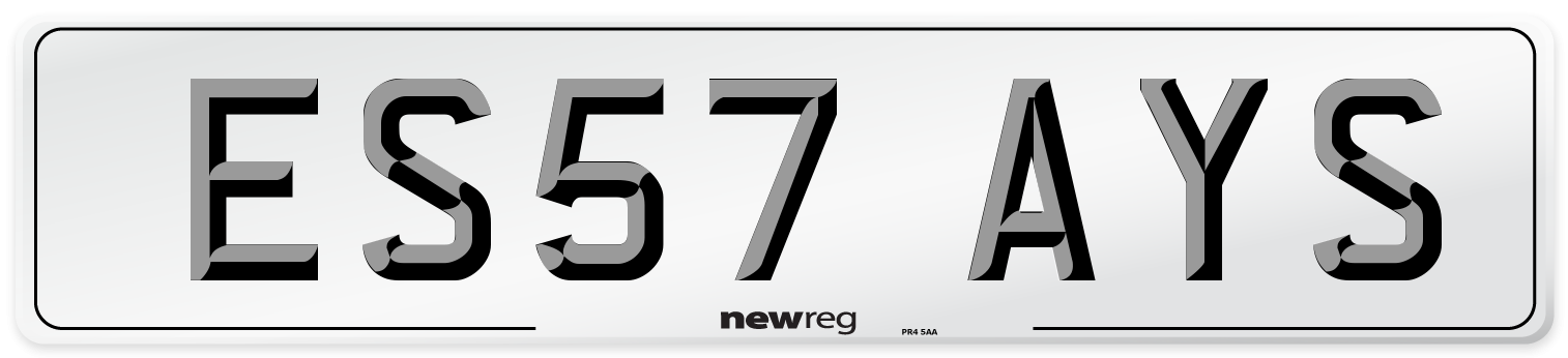 ES57 AYS Number Plate from New Reg